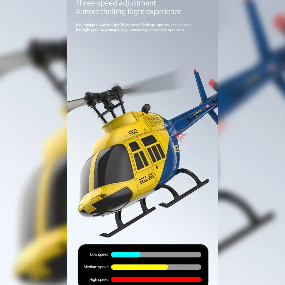 A60 BELL206 90-Class 2.4G 4CH Single Rotor Flybarless Mini RC Helicopter Model with Optical Flow Altitude Hold 1/42 Scale