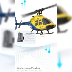 A60 BELL206 90-Class 2.4G 4CH Single Rotor Flybarless Mini RC Helicopter Model with Optical Flow Altitude Hold 1/42 Scale