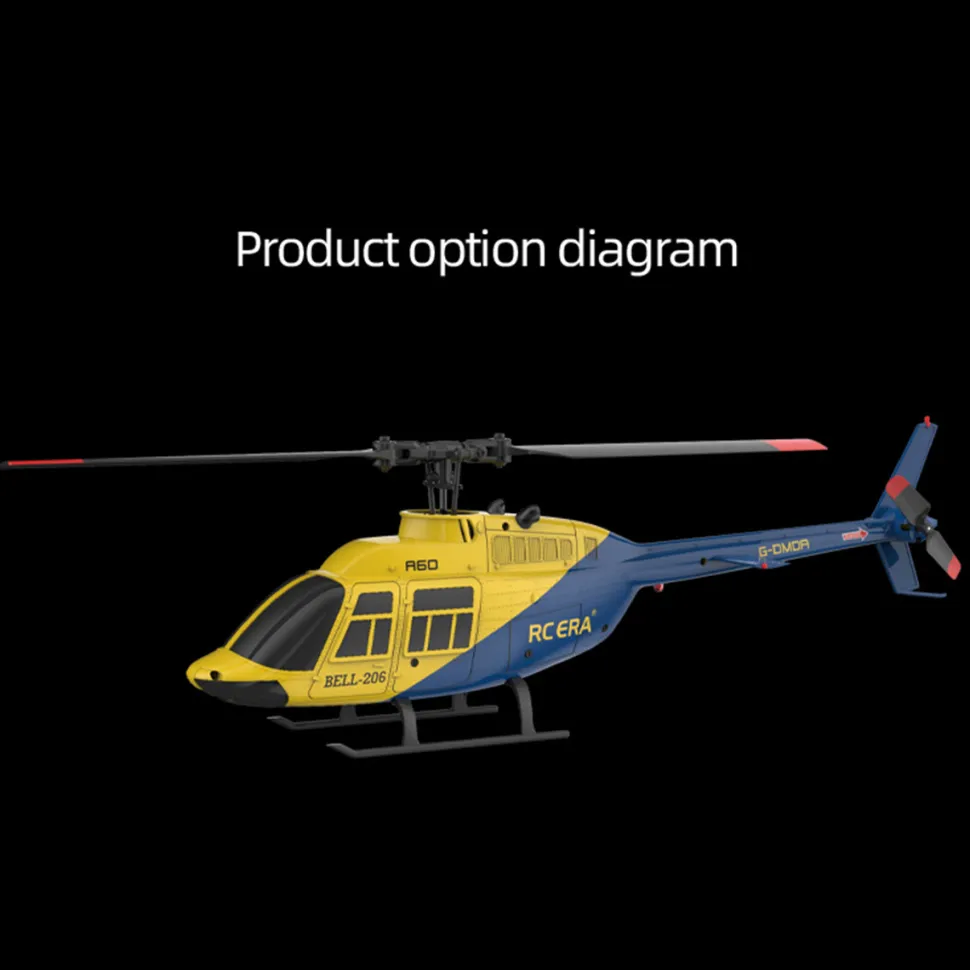 A60 BELL206 90-Class 2.4G 4CH Single Rotor Flybarless Mini RC Helicopter Model with Optical Flow Altitude Hold 1/42 Scale
