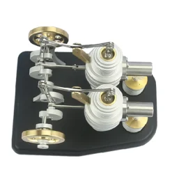 All Metal Beam Heat Engine Twin-Cylinder Stirling External Combustion Engine Gifts for Machine Enthusiasts(Kit Version)