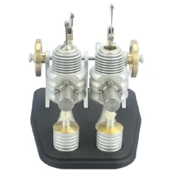 All Metal Beam Heat Engine Twin-Cylinder Stirling External Combustion Engine Gifts for Machine Enthusiasts(Kit Version)