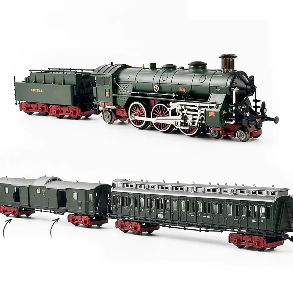 Alloy Electric Train Set Model with Carriage and Long Track - Gift for Boys and Girls