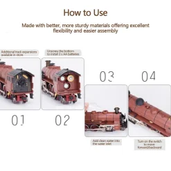 Alloy Electric Train Set Model with Carriage and Long Track - Gift for Boys and Girls