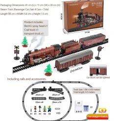 Alloy Electric Train Set Model with Carriage and Long Track - Gift for Boys and Girls