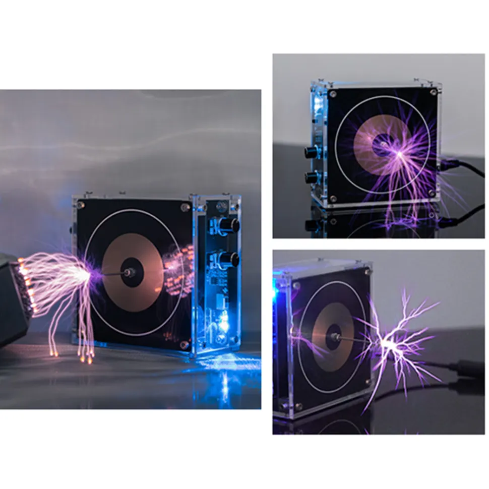 Bluetooth Musical Tesla Coil Plasma Speaker with Long Arc and Bluetooth Music Dual Mode Vinyl Record Shaped