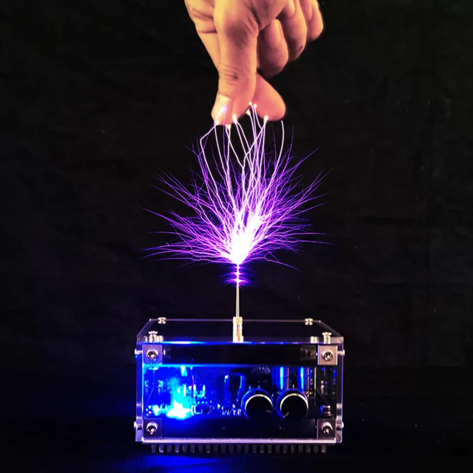 Bluetooth Musical Tesla Coil Plasma Speaker with Long Arc and Bluetooth Music Dual Mode Vinyl Record Shaped