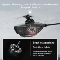 C127AI RC Helicopt, 2.4G RC 4CH Scout Drone Brushless Aircraft Model Without Aileron (RTF Version/Black)