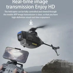 C127AI RC Helicopt, 2.4G RC 4CH Scout Drone Brushless Aircraft Model Without Aileron (RTF Version/Black)