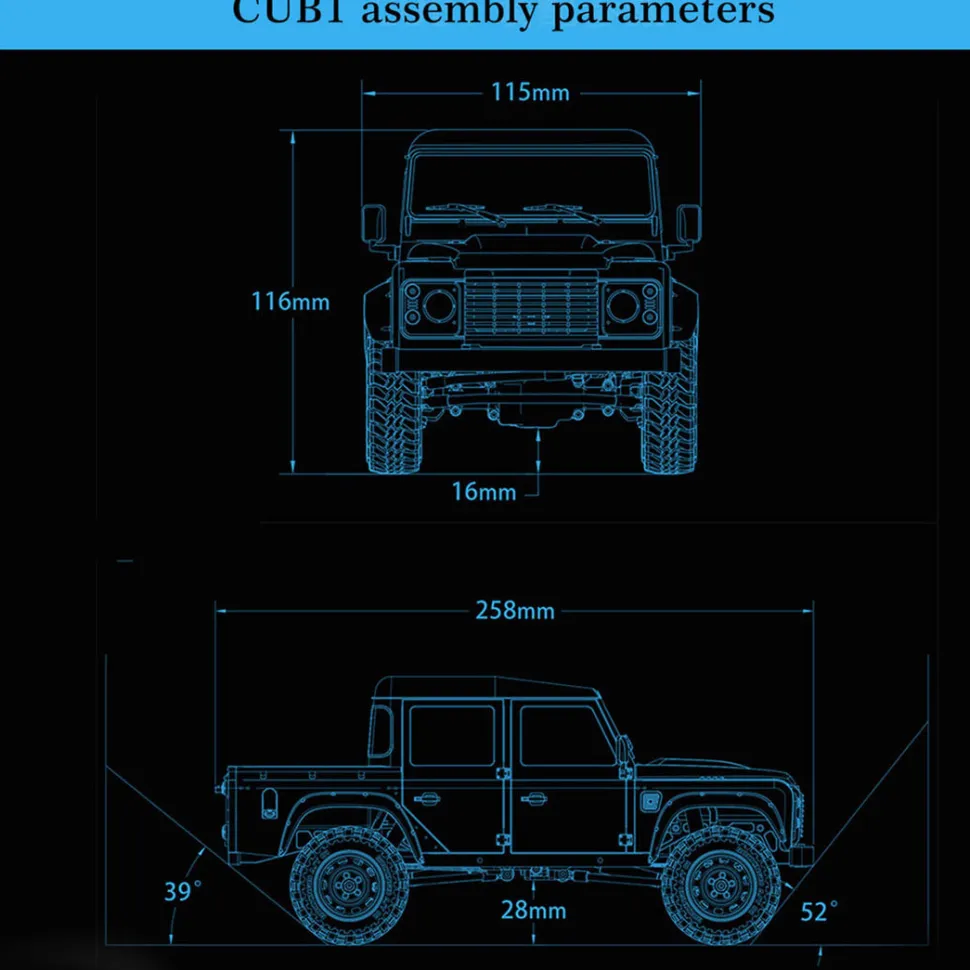 Capo CUB1 RC Crawler Truck 1:18 4WD Electric RC Simulation Off-Road Vehicle Pickup Truck Model with Differential Lock KIT