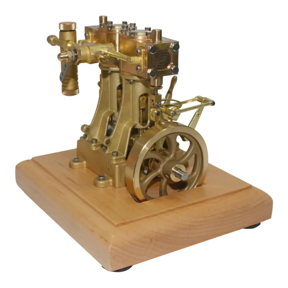 3.7CC Retro Vertical 2-cylinder Reciprocating Double-acting Model Steam Engine with 200ml Steam Boiler