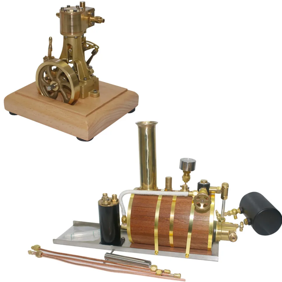 1.85CC Retro Vertical Single-cylinder Reciprocating Double-acting Model Steam Engine with 200ml Steam Boiler