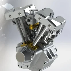 CISON FG-VT157 15.7cc Mini OHV V-twin V2 Shovelhead Engine 4-Stroke Air-cooled Gasoline Engine Motorcycle RC Engine Model