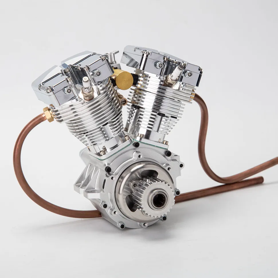 CISON FG-VT157 15.7cc V-Twin Shovelhead Engine with Upgrade Kick Starter Kit and Base - One Key Start