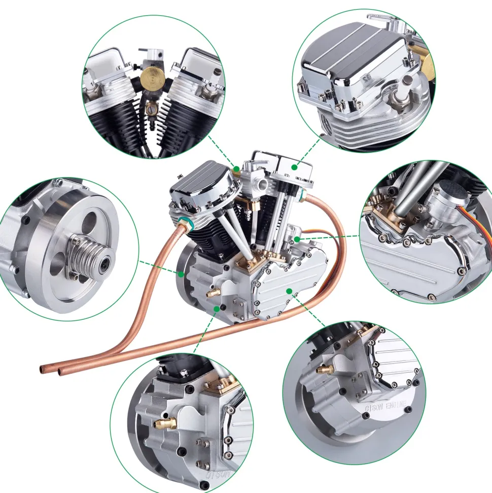CISON FG-VT9 9cc V-Twin V2 Engine 4-Stroke Dual Black Cylinder 4-Stroke Air-cooled Motorcycle Gasoline Engine