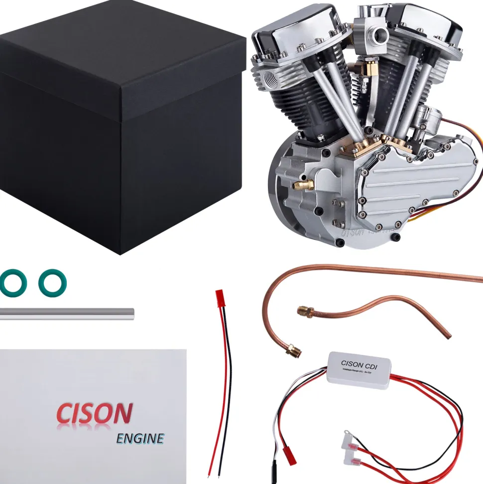 CISON FG-VT9 9cc V-Twin V2 Engine 4-Stroke Dual Black Cylinder 4-Stroke Air-cooled Motorcycle Gasoline Engine