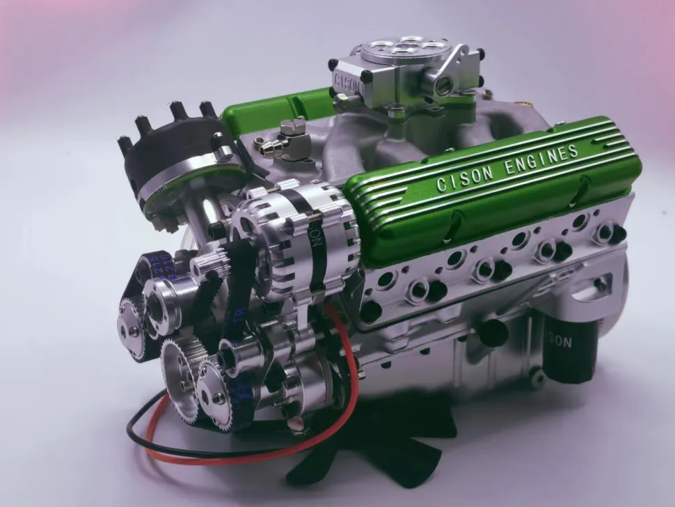 CISON Small-block 44CC 1/6 Scale Water-Cooled OHV 4-Stroke V8 Gas Engine Internal Combustion Engine - Build Your Own V8 Engine that Works