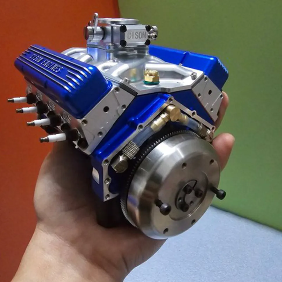 CISON Small-block 44CC 1/6 Scale Water-Cooled OHV 4-Stroke V8 Gas Engine Internal Combustion Engine - Build Your Own V8 Engine that Works