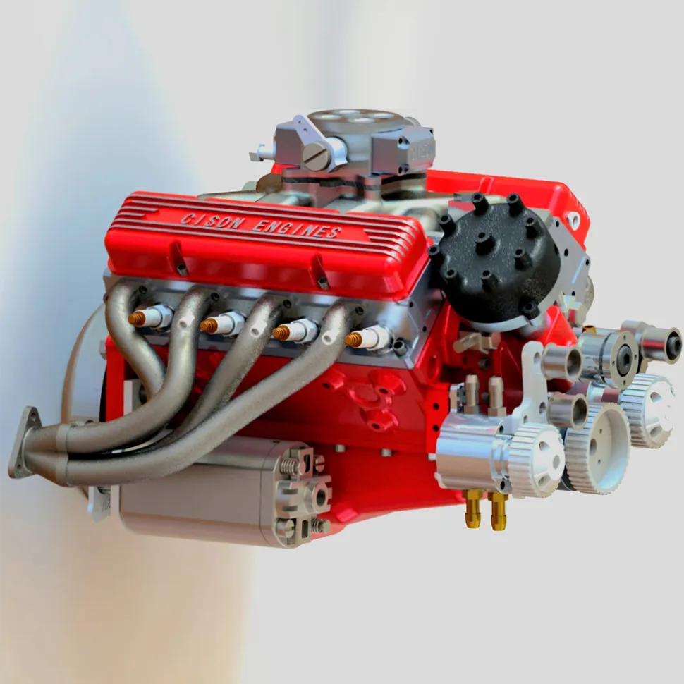 CISON Small-block 44CC 1/6 Scale Water-Cooled OHV 4-Stroke V8 Gas Engine Internal Combustion Engine - Build Your Own V8 Engine that Works