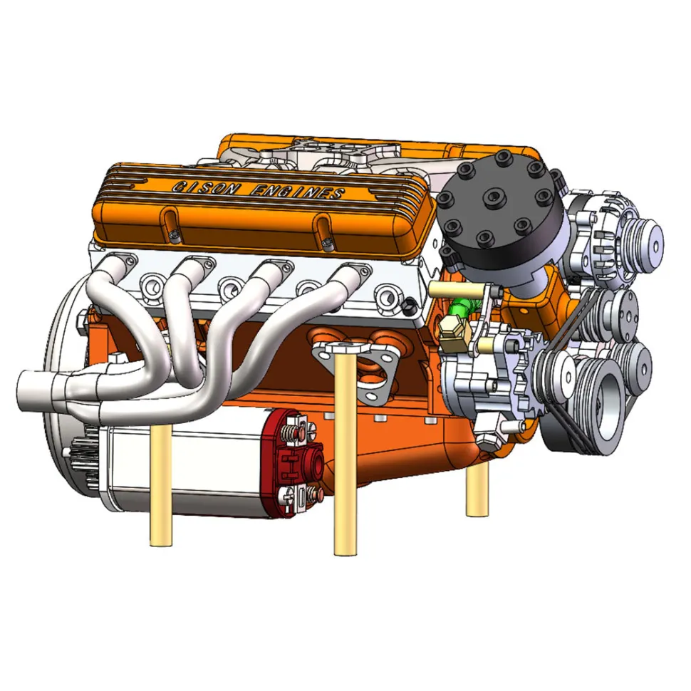 CISON Small-block 44CC 1/6 Scale Water-Cooled OHV 4-Stroke V8 Gas Engine Internal Combustion Engine - Build Your Own V8 Engine that Works