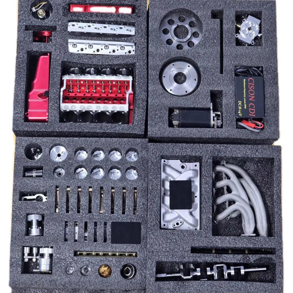 CISON Small-block 44CC 1/6 Scale Water-Cooled OHV 4-Stroke V8 Gas Engine Internal Combustion Engine - Build Your Own V8 Engine that Works