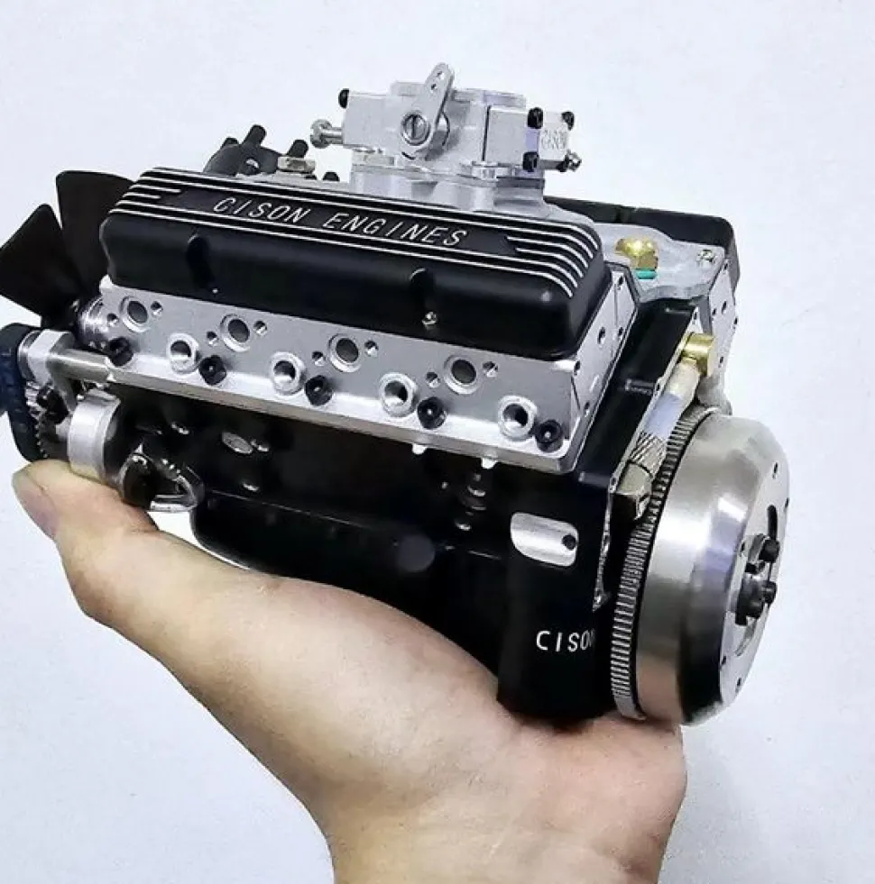 CISON Small-block 44CC 1/6 Scale Water-Cooled OHV 4-Stroke V8 Gas Engine Internal Combustion Engine - Build Your Own V8 Engine that Works