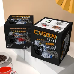 CISON V8 Engine LS-52 Small-block 52CC 1/5 Water-Cooled 4-Stroke 8-Cylinder Gasoline Engine Internal Combustion V8 Engine Model Kit that Works
