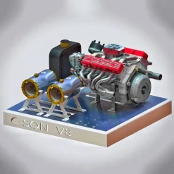 CISON V8 Engine Pro Small-block 44CC 1/6 Scale Water-Cooled 4-Stroke 8-Cylinder Gasoline Engine Internal Combustion V8 Engine Model Kit that Works