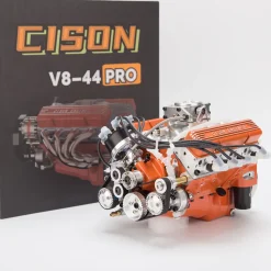 CISON V8 Engine Pro Small-block 44CC 1/6 Scale Water-Cooled 4-Stroke 8-Cylinder Gasoline Engine Internal Combustion V8 Engine Model Kit that Works