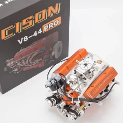 CISON V8 Engine Pro Small-block 44CC 1/6 Scale Water-Cooled 4-Stroke 8-Cylinder Gasoline Engine Internal Combustion V8 Engine Model Kit that Works