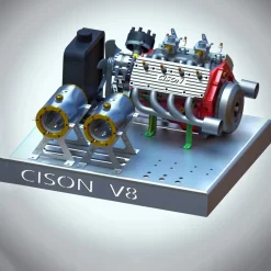 CISON V8 Engine Pro Small-block 44CC 1/6 Scale Water-Cooled 4-Stroke 8-Cylinder Gasoline Engine Internal Combustion V8 Engine Model Kit that Works