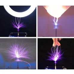 10cm Electronic Music Tesla Coil Artificial Lightning Hand Touch Magnetic Storm Coil Experimenting Device Teaching Tool Desktop Toy