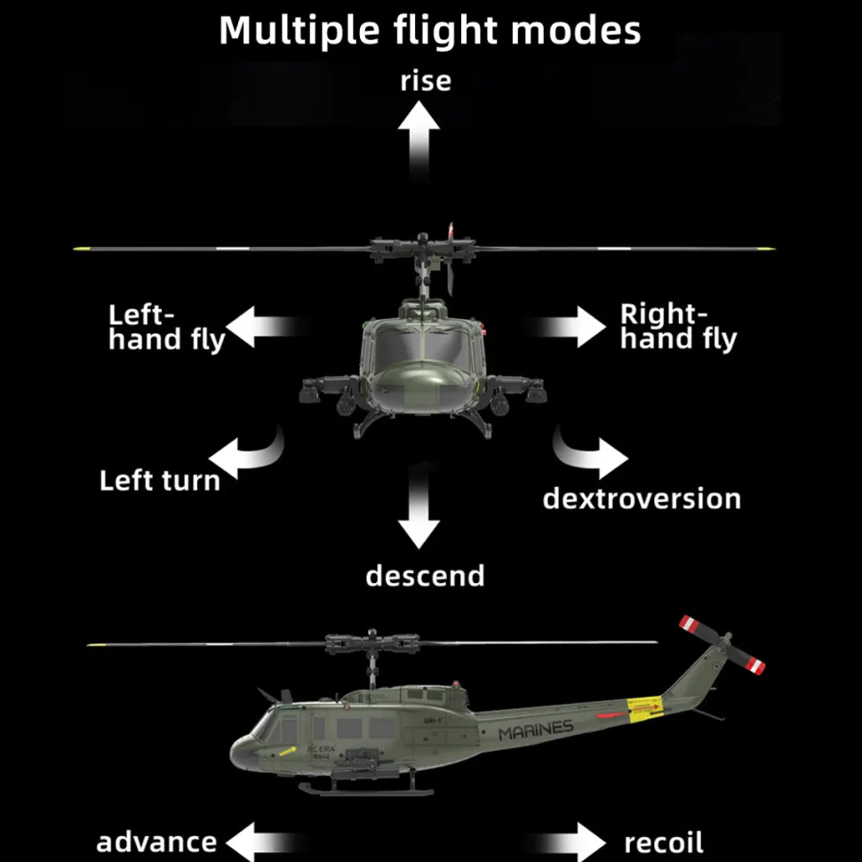 C032 1/48 Scale UH-1 Huey 2.4G 6CH Flybarless RC Helicopter Model