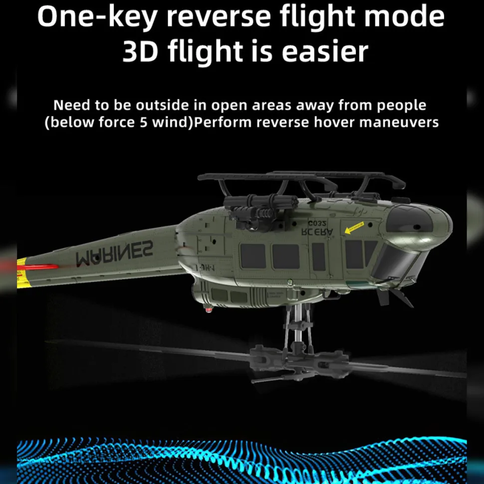 C032 1/48 Scale UH-1 Huey 2.4G 6CH Flybarless RC Helicopter Model