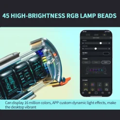 Cyberpunk NIXIE Tube Clock - DIY Screen with Neon Lighting Effects, Customizable Digital Desk Decor, Unique Tech Gift