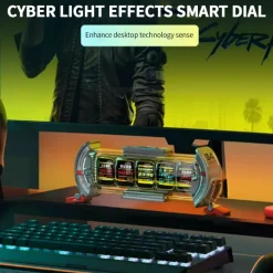 Cyberpunk NIXIE Tube Clock - DIY Screen with Neon Lighting Effects, Customizable Digital Desk Decor, Unique Tech Gift