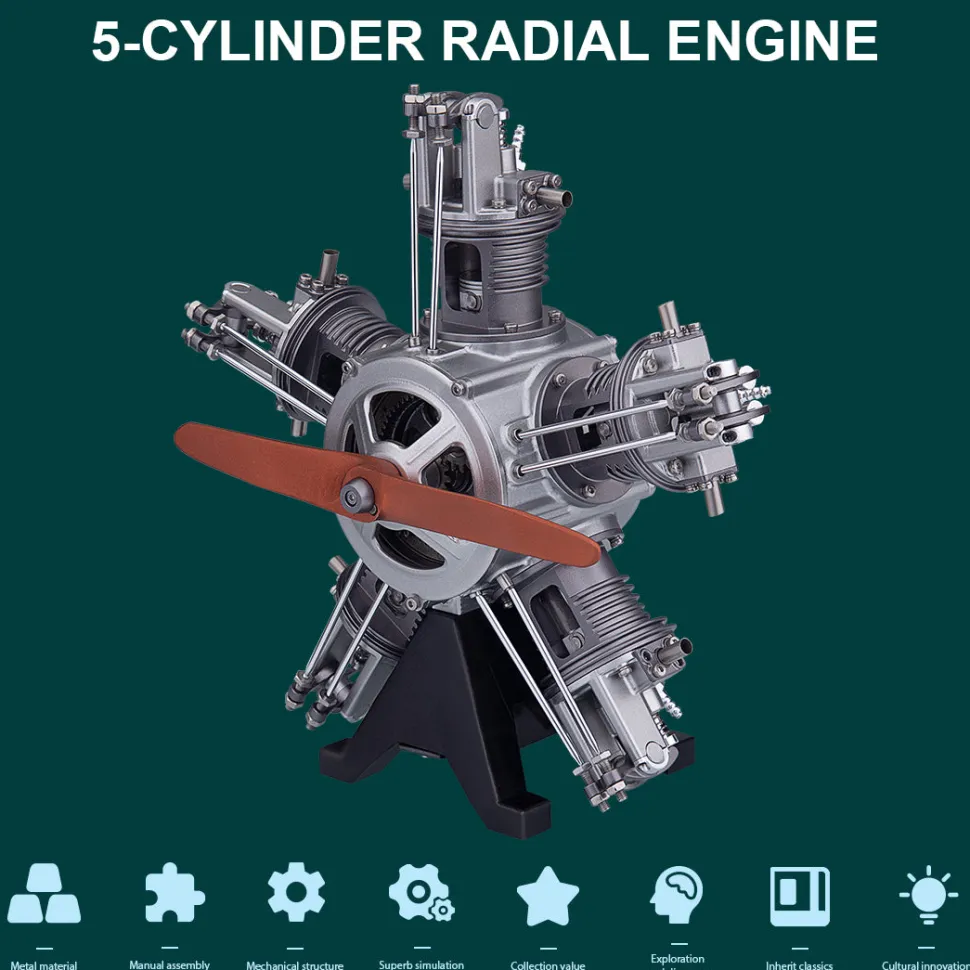5 Cylinder Radial Engine Model Kit that Works - Build Your Own Radial Engine - TECHING 1: 6 Full Metal Radial Engine Model Kit 230+Pcs