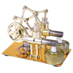 2 Cylinder Stirling Engine Electricity Generator with Bulb Stirling Engine Motor Model - Enginediy