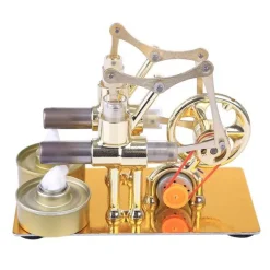 2 Cylinder Stirling Engine Electricity Generator with Bulb Stirling Engine Motor Model - Enginediy