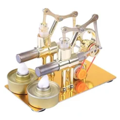 2 Cylinder Stirling Engine Electricity Generator with Bulb Stirling Engine Motor Model - Enginediy