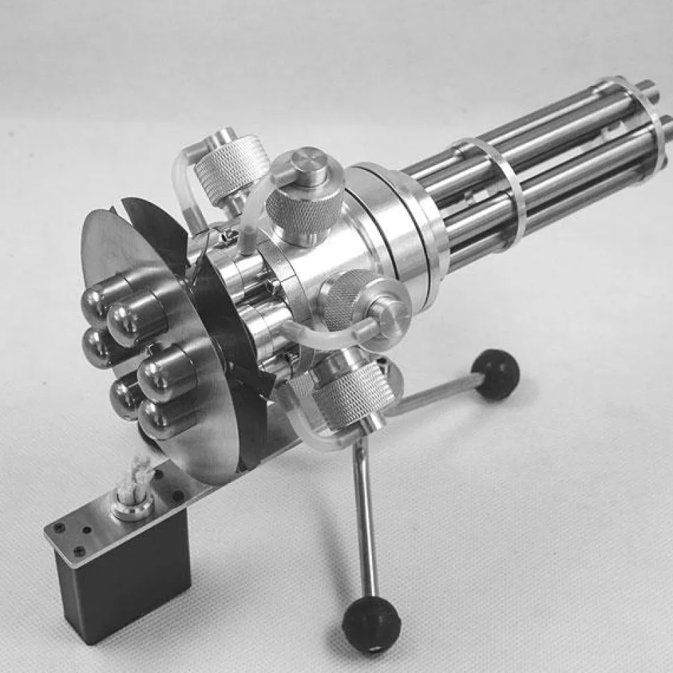 6 Cylinder Stirling Engine Novel Gatling Blaster Design Engine Motor Model - Enginediy
