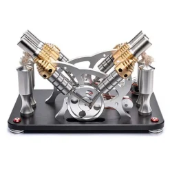 4 Cylinder Stirling Engine V4 Stirling Engine Electricity Generator Kit for Gift Collection