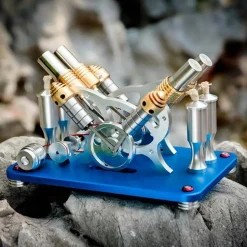 4 Cylinder Stirling Engine V4 Stirling Engine Electricity Generator Kit for Gift Collection