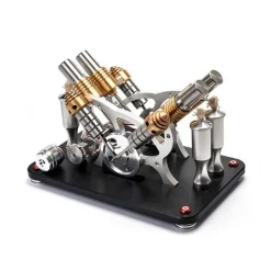 4 Cylinder Stirling Engine V4 Stirling Engine Electricity Generator Kit for Gift Collection
