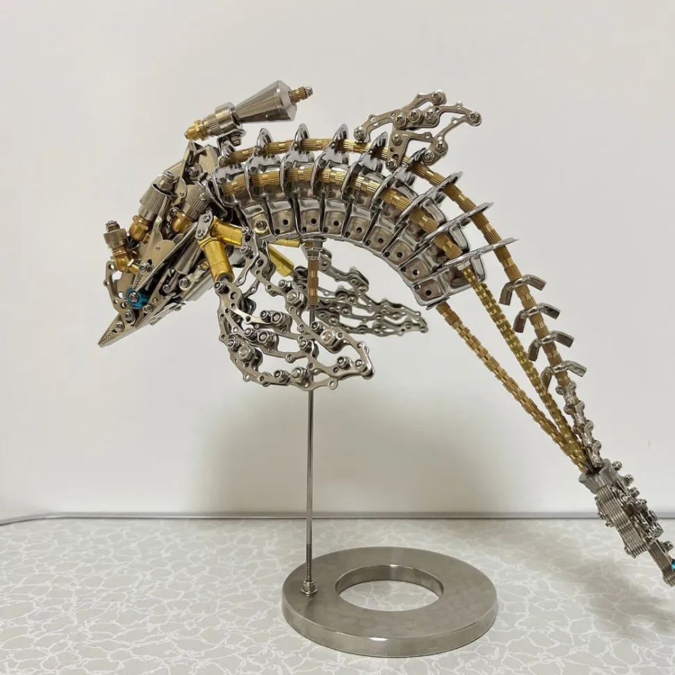 3D DIY Mechanical Dolphin Steampunk Metal Assembly Model Bionic Oceanic Creature Creative Desk Ornament