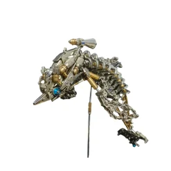 3D DIY Mechanical Dolphin Steampunk Metal Assembly Model Bionic Oceanic Creature Creative Desk Ornament