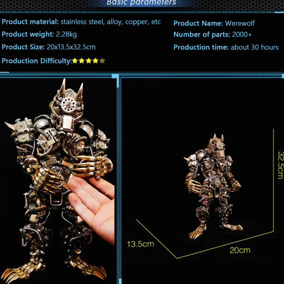 3D DIY Metal Assembly Werewolf Model Hyperrealistic Toy Set