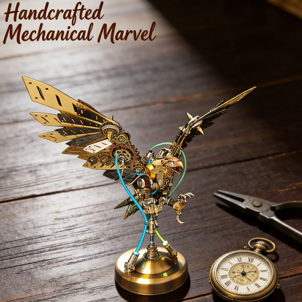 3D DIY Steampunk Metal Mechanical Eagle Model Kit, Creative Trendy Display - 650PCS