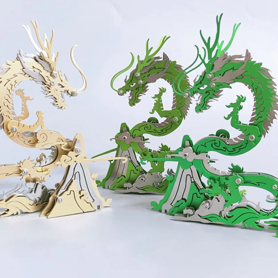 DIY Mechanical Chinese Dragon Metal Assembly Toy Creative Ornament to Build-92 Pieces
