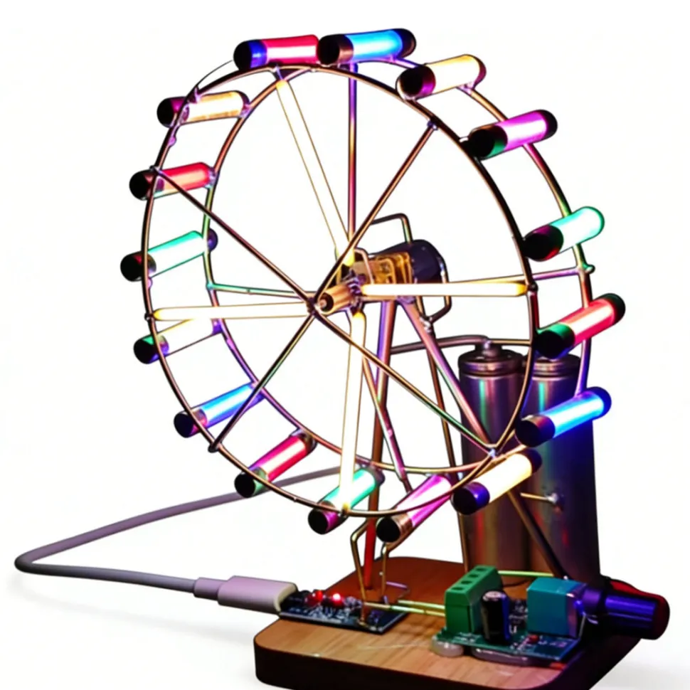 DIY Metal Industrial-Style Windmill Lamp Model Kit - Rotatable Creative Desktop Lamp
