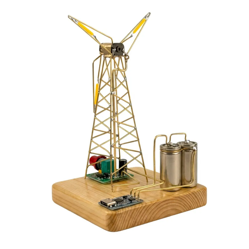 DIY Metal Industrial-Style Windmill Lamp Model Kit - Rotatable Creative Desktop Lamp